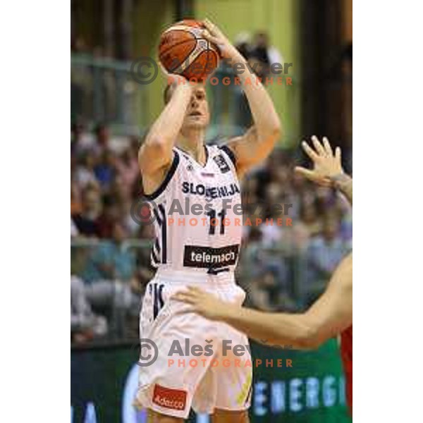 Jaka Blazic of Slovenia in action during Adecco Cup basketball match between Slovenia and Hungary in Tabor Hall, Maribor, Slovenia on August 4, 2017