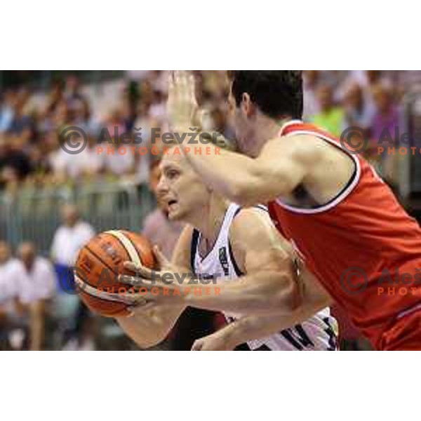 Jaka Blazic of Slovenia in action during Adecco Cup basketball match between Slovenia and Hungary in Tabor Hall, Maribor, Slovenia on August 4, 2017
