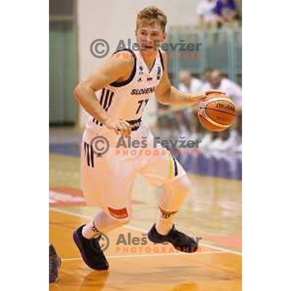 Luka Doncic of Slovenia in action during Adecco Cup basketball match between Slovenia and Hungary in Tabor Hall, Maribor, Slovenia on August 4, 2017