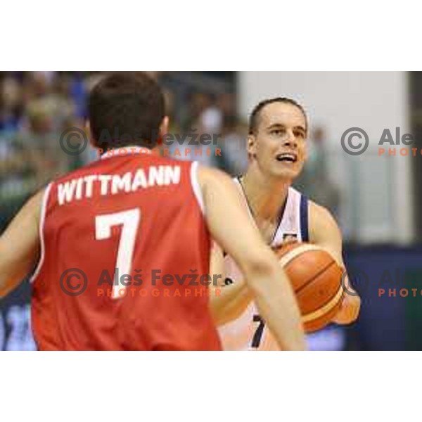 Klemen Prepelic of Slovenia in action during Adecco Cup basketball match between Slovenia and Hungary in Tabor Hall, Maribor, Slovenia on August 4, 2017
