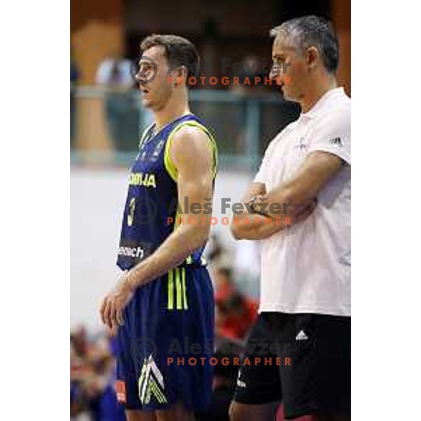 Goran Dragic and Igor Kokoskov of Slovenia in action during Adecco Cup basketball match between Slovenia and Czech Republic in Tabor Hall, Maribor, Slovenia on August 6, 2017
