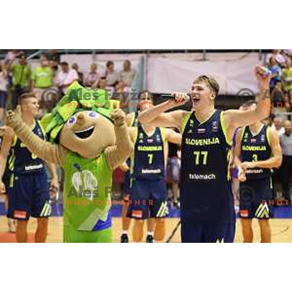 Luka Doncic of Slovenia in action during Adecco Cup basketball match between Slovenia and Czech Republic in Tabor Hall, Maribor, Slovenia on August 6, 2017