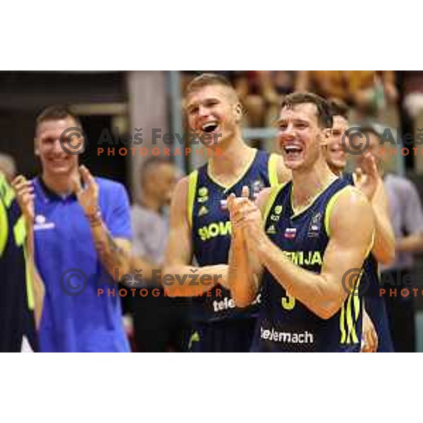 Edo Muric and Goran Dragic of Slovenia in action during Adecco Cup basketball match between Slovenia and Czech Republic in Tabor Hall, Maribor, Slovenia on August 6, 2017
