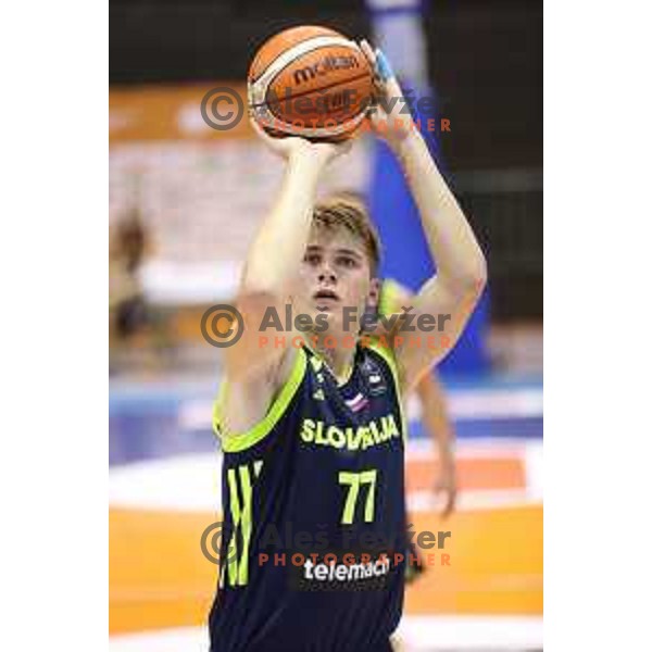 Luka Doncic of Slovenia in action during Adecco Cup basketball match between Slovenia and Czech Republic in Tabor Hall, Maribor, Slovenia on August 6, 2017