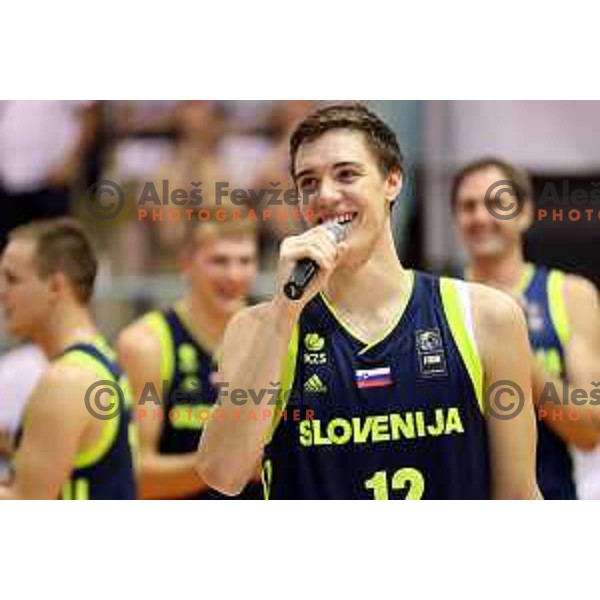 Jan Kosi of Slovenia in action during Adecco Cup basketball match between Slovenia and Czech Republic in Tabor Hall, Maribor, Slovenia on August 6, 2017