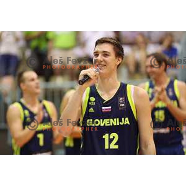 Jan Kosi of Slovenia in action during Adecco Cup basketball match between Slovenia and Czech Republic in Tabor Hall, Maribor, Slovenia on August 6, 2017
