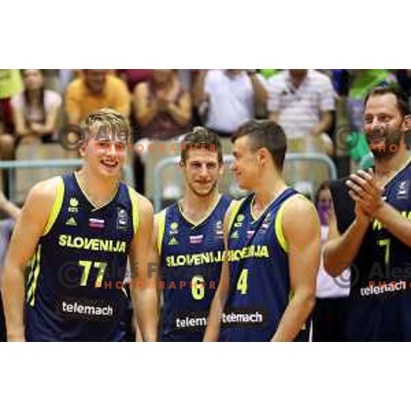 Zan Mark Sisko, Aleksej Nikolic of Slovenia during Adecco Cup basketball match between Slovenia and Czech Republic in Tabor Hall, Maribor, Slovenia on August 6, 2017