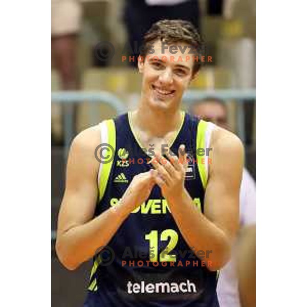 Jan Kosi of Slovenia in action during Adecco Cup basketball match between Slovenia and Czech Republic in Tabor Hall, Maribor, Slovenia on August 6, 2017