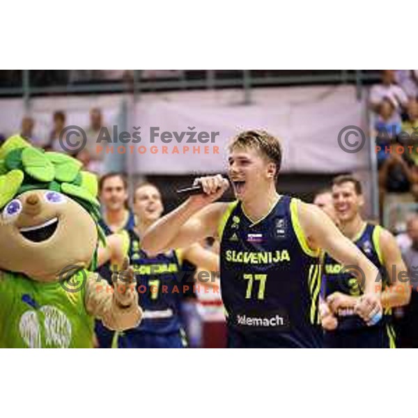 Luka Doncic of Slovenia in action during Adecco Cup basketball match between Slovenia and Czech Republic in Tabor Hall, Maribor, Slovenia on August 6, 2017