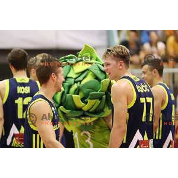 Aleksej Nikolic and Luka Doncic of Slovenia during Adecco Cup basketball match between Slovenia and Czech Republic in Tabor Hall, Maribor, Slovenia on August 6, 2017