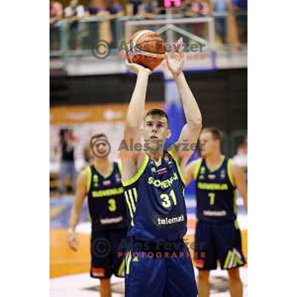 Vlatko Cancar of Slovenia in action during Adecco Cup basketball match between Slovenia and Czech Republic in Tabor Hall, Maribor, Slovenia on August 6, 2017