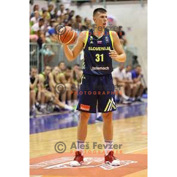 Vlatko Cancar of Slovenia in action during Adecco Cup basketball match between Slovenia and Czech Republic in Tabor Hall, Maribor, Slovenia on August 6, 2017