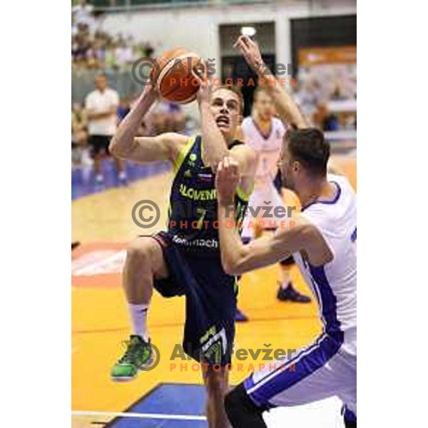 Klemen Prepelic of Slovenia in action during Adecco Cup basketball match between Slovenia and Czech Republic in Tabor Hall, Maribor, Slovenia on August 6, 2017