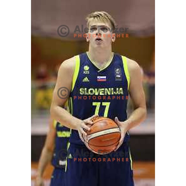 Luka Doncic of Slovenia in action during Adecco Cup basketball match between Slovenia and Czech Republic in Tabor Hall, Maribor, Slovenia on August 6, 2017