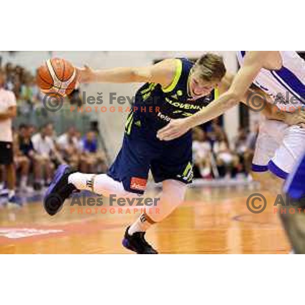 Luka Doncic of Slovenia in action during Adecco Cup basketball match between Slovenia and Czech Republic in Tabor Hall, Maribor, Slovenia on August 6, 2017