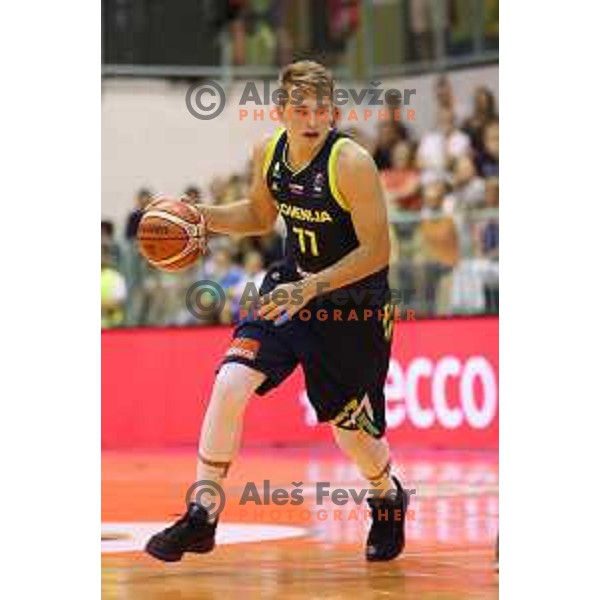 Luka Doncic of Slovenia in action during Adecco Cup basketball match between Slovenia and Czech Republic in Tabor Hall, Maribor, Slovenia on August 6, 2017