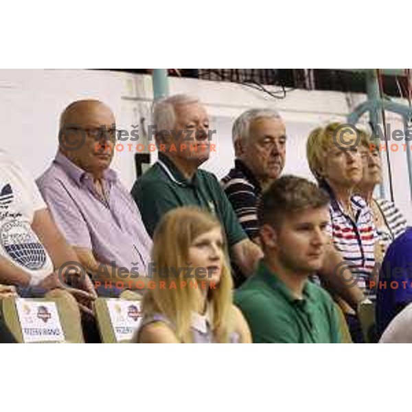 Ivo Daneu, Tone Vogrinec and Alenka Vogrinec during Adecco Cup basketball match between Slovenia and Czech Republic in Tabor Hall, Maribor, Slovenia on August 6, 2017