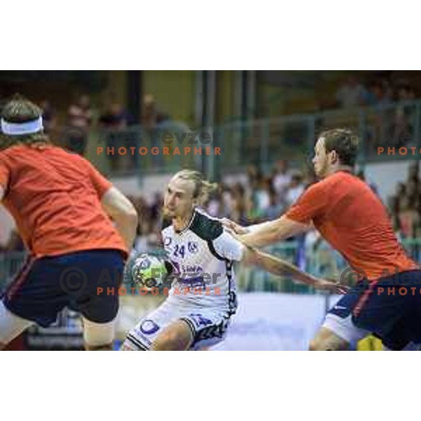 Spende Aleksander in action during friendly handball game between Maribor and Paris SG in Tabor Hall, Maribor, Slovenia on August 11, 2017