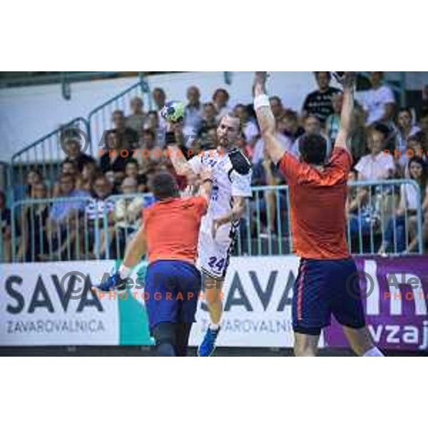 Spende Aleksander in action during friendly handball game between Maribor and Paris SG in Tabor Hall, Maribor, Slovenia on August 11, 2017