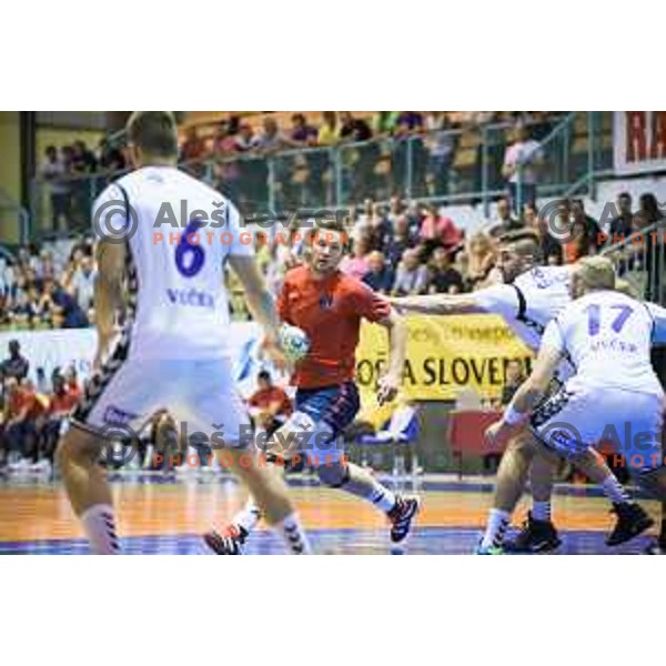 in action during friendly handball game between Maribor and Paris SG in Tabor Hall, Maribor, Slovenia on August 11, 2017