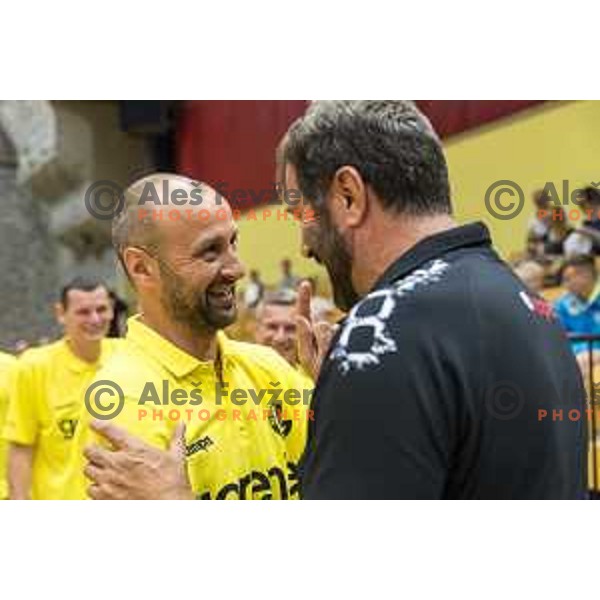 Koper\'s head coach Veselin Vujovic and Gorenje’s head coach Zeljko Babic in action during friendly match between Gorenje Velenje and Koper, in Red Hall, Velenje on August 16th, 2017 