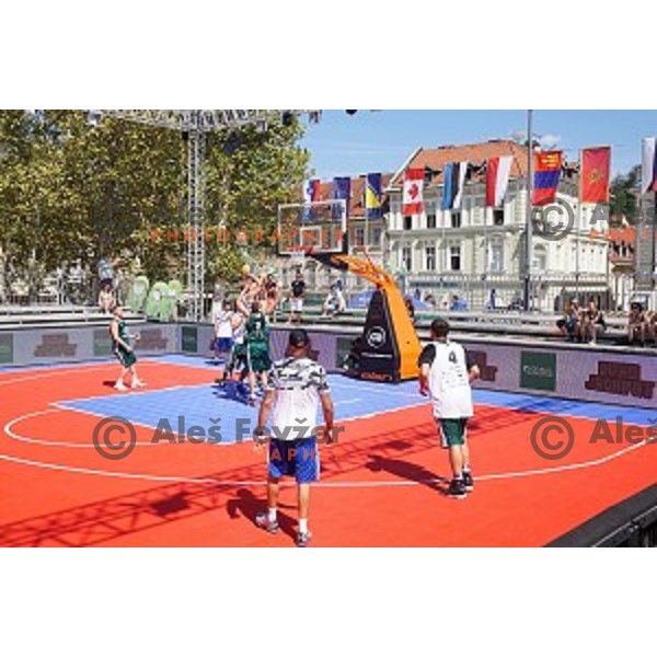 Team Bernardin and Team Piran during Samsung 3x3 street basketball in Congress Square, Ljubljana, Slovenia on August 18, 2017