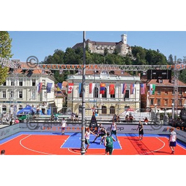 Team Bernardin and Team Piran during Samsung 3x3 street basketball in Congress Square, Ljubljana, Slovenia on August 18, 2017
