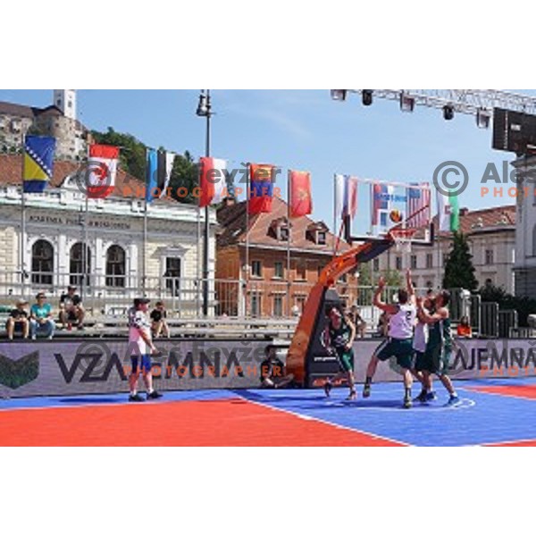 Team Bernardin and Team Piran during Samsung 3x3 street basketball in Congress Square, Ljubljana, Slovenia on August 18, 2017