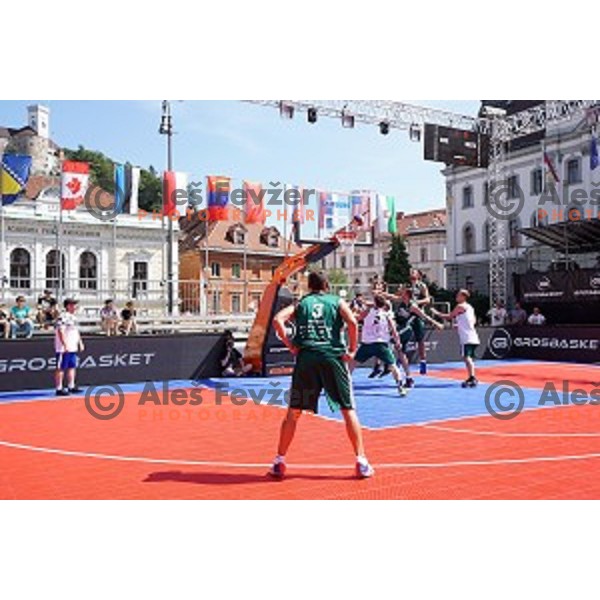 Team Bernardin and Team Piran during Samsung 3x3 street basketball in Congress Square, Ljubljana, Slovenia on August 18, 2017
