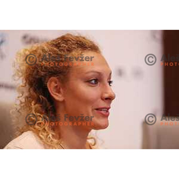 Ilka Stuhec of Slovenia Alpine Ski team during press conference in hotel Cubo, Ljubljana on August 22, 2017