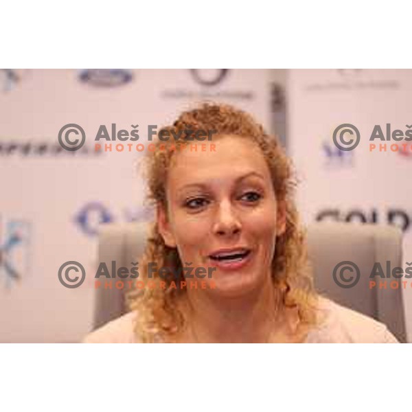 Ilka Stuhec of Slovenia Alpine Ski team during press conference in hotel Cubo, Ljubljana on August 22, 2017