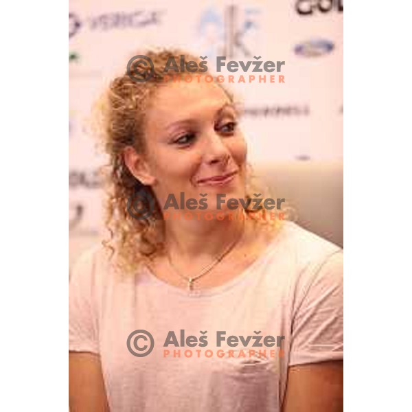 Ilka Stuhec of Slovenia Alpine Ski team during press conference in hotel Cubo, Ljubljana on August 22, 2017