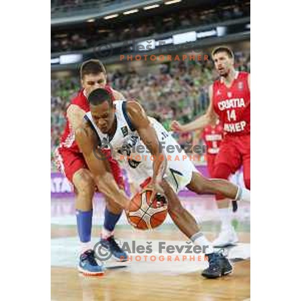 Anthony Randolph of Slovenia in action during Telemach basketball match between Slovenia and Croatia in Stozice Arena, Ljubljana on August 24, 2017