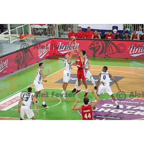 of Slovenia in action during Telemach basketball match between Slovenia and Croatia in Stozice Arena, Ljubljana on August 24, 2017