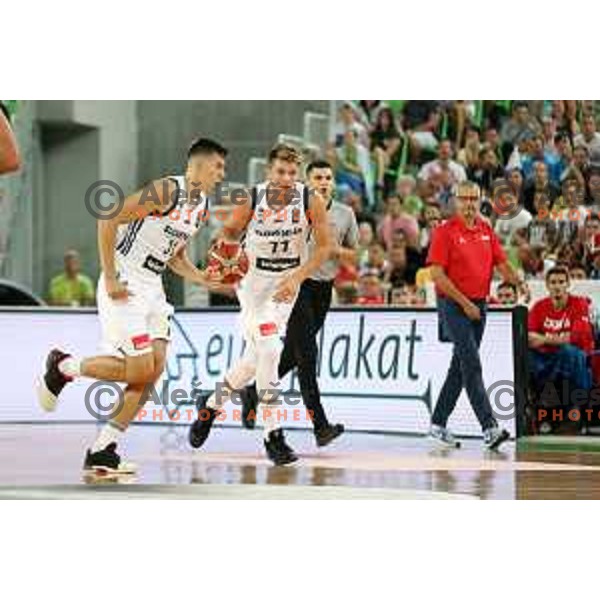 Luka Doncic of Slovenia in action during Telemach basketball match between Slovenia and Croatia in Stozice Arena, Ljubljana on August 24, 2017