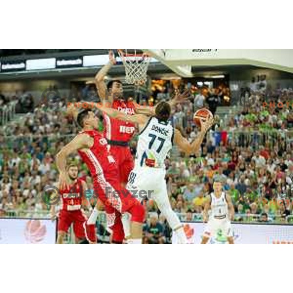 Luka Doncic of Slovenia in action during Telemach basketball match between Slovenia and Croatia in Stozice Arena, Ljubljana on August 24, 2017
