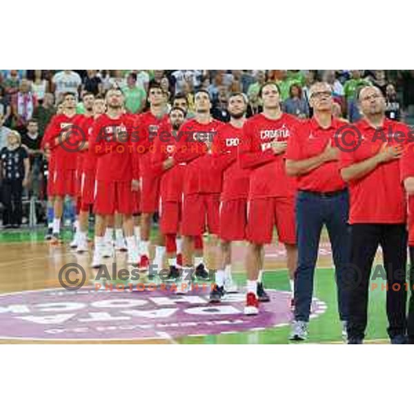 Team of Croatia during Telemach basketball match between Slovenia and Croatia in Stozice Arena, Ljubljana on August 24, 2017