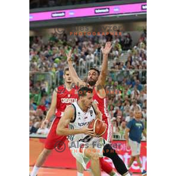Goran Dragic of Slovenia in action during Telemach basketball match between Slovenia and Croatia in Stozice Arena, Ljubljana on August 24, 2017