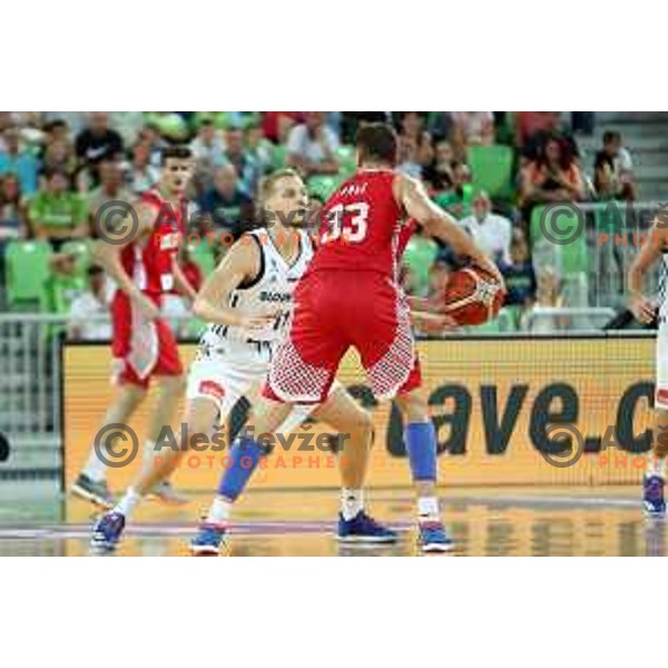 of Slovenia in action during Telemach basketball match between Slovenia and Croatia in Stozice Arena, Ljubljana on August 24, 2017