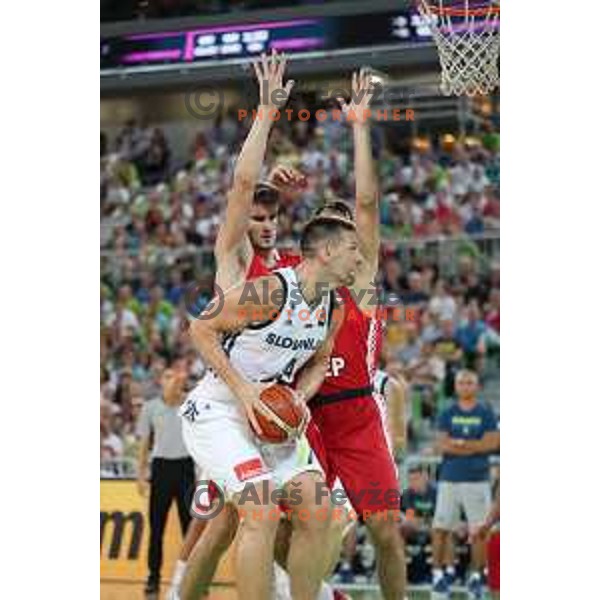 of Slovenia in action during Telemach basketball match between Slovenia and Croatia in Stozice Arena, Ljubljana on August 24, 2017