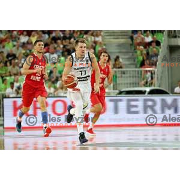 Luka Doncic of Slovenia in action during Telemach basketball match between Slovenia and Croatia in Stozice Arena, Ljubljana on August 24, 2017