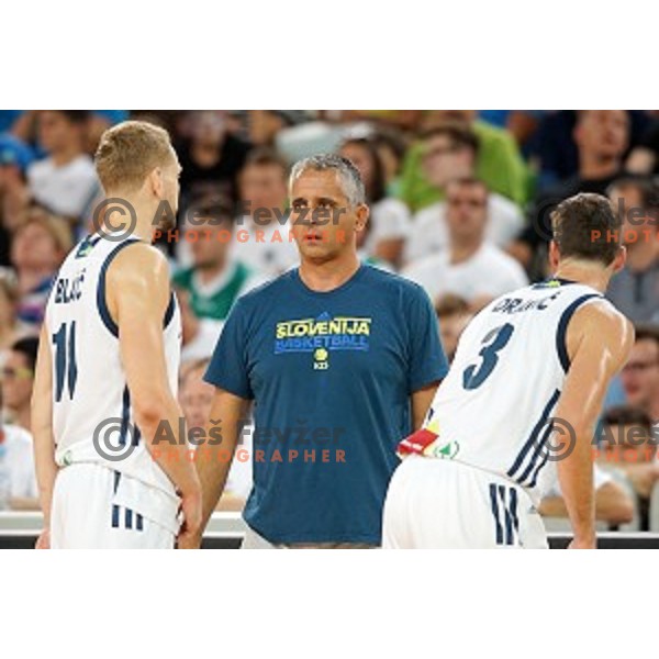 Igor Kokoskov, head coach of Slovenia in action during Telemach basketball match between Slovenia and Croatia in Stozice Arena, Ljubljana on August 24, 2017