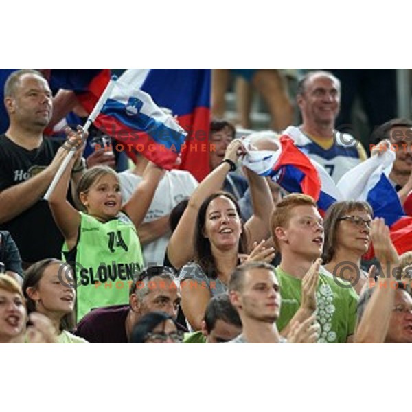 of Slovenia in action during Telemach basketball match between Slovenia and Croatia in Stozice Arena, Ljubljana on August 24, 2017
