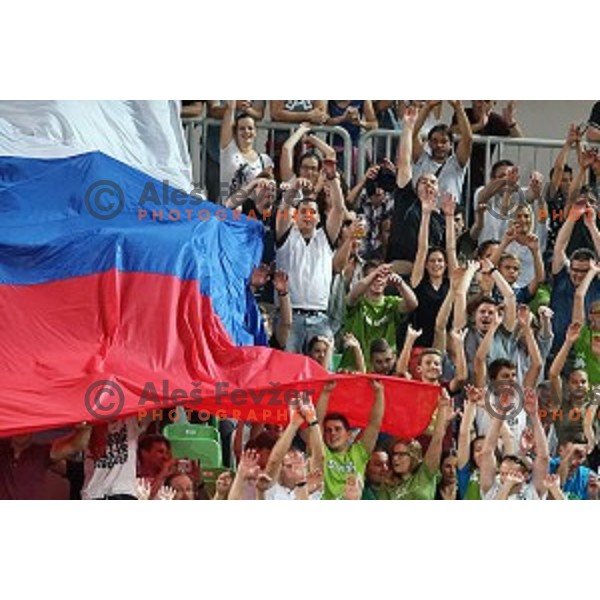 of Slovenia in action during Telemach basketball match between Slovenia and Croatia in Stozice Arena, Ljubljana on August 24, 2017
