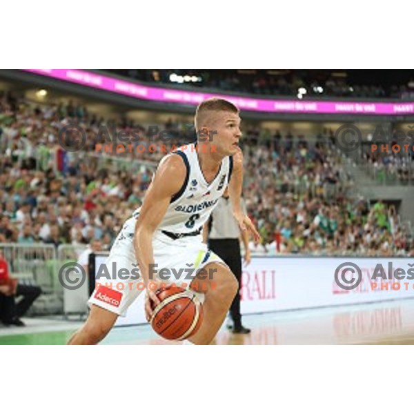 Edo Muric of Slovenia in action during Telemach basketball match between Slovenia and Croatia in Stozice Arena, Ljubljana on August 24, 2017