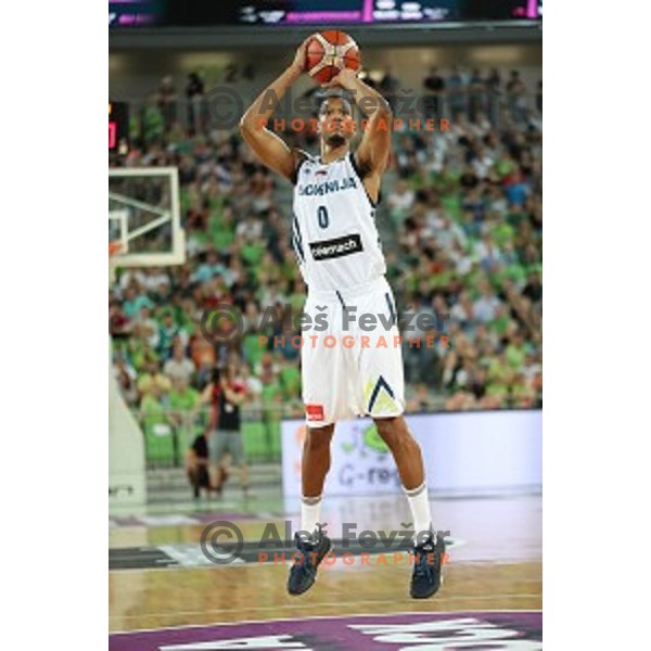 Anthony Randolph of Slovenia in action during Telemach basketball match between Slovenia and Croatia in Stozice Arena, Ljubljana on August 24, 2017