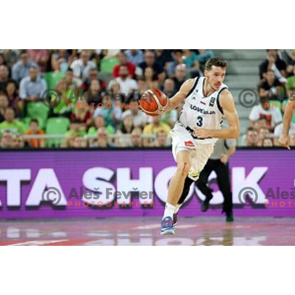 Goran Dragic of Slovenia in action during Telemach basketball match between Slovenia and Croatia in Stozice Arena, Ljubljana on August 24, 2017