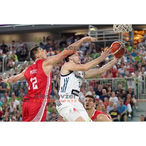 of Slovenia in action during Telemach basketball match between Slovenia and Croatia in Stozice Arena, Ljubljana on August 24, 2017