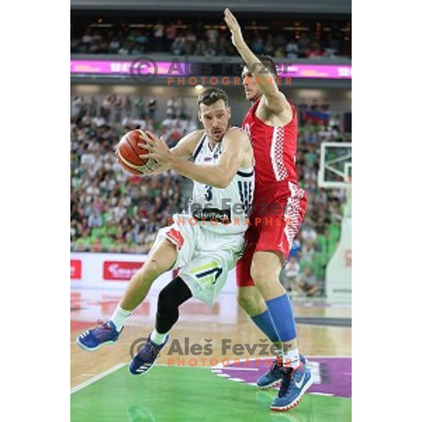 Goran Dragic of Slovenia in action during Telemach basketball match between Slovenia and Croatia in Stozice Arena, Ljubljana on August 24, 2017