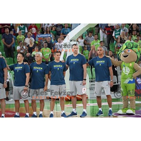 of Slovenia in action during Telemach basketball match between Slovenia and Croatia in Stozice Arena, Ljubljana on August 24, 2017